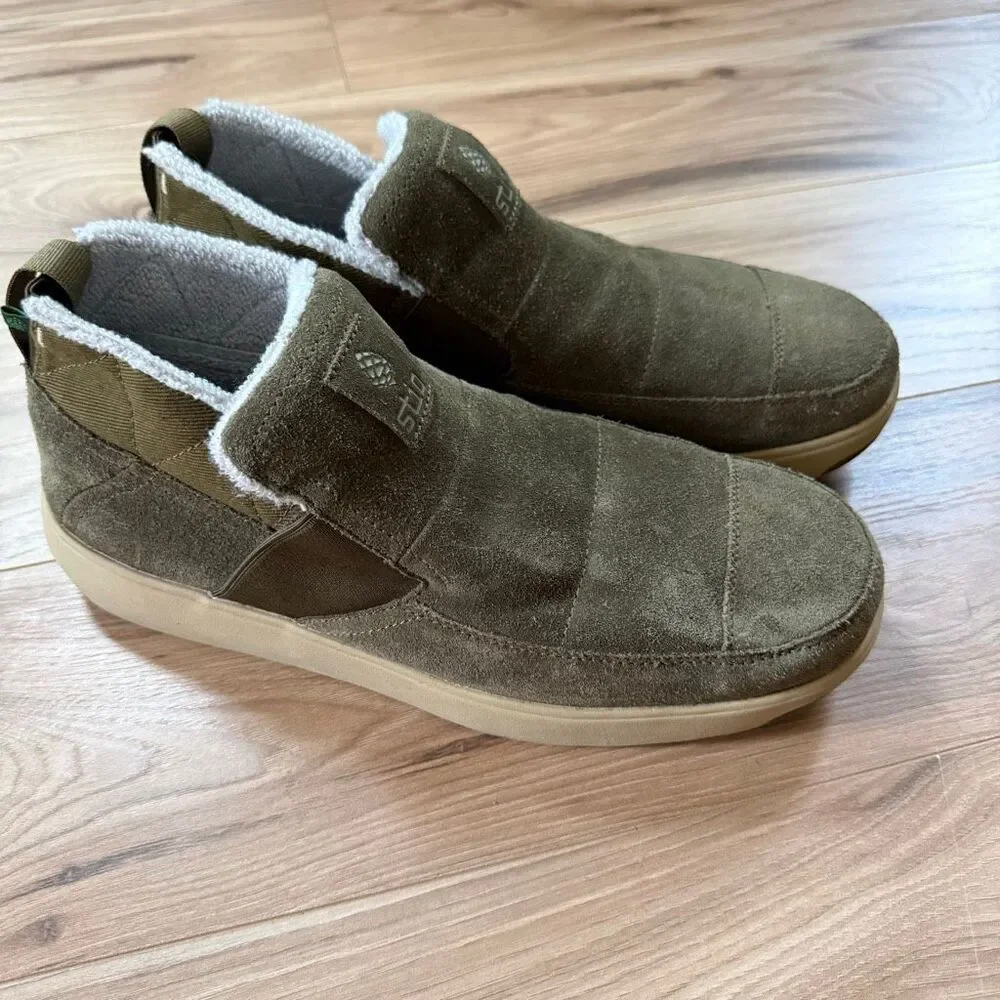 Stio Men’s Olive Green Suede Leather Colter Low Slip On Shoes Size 10